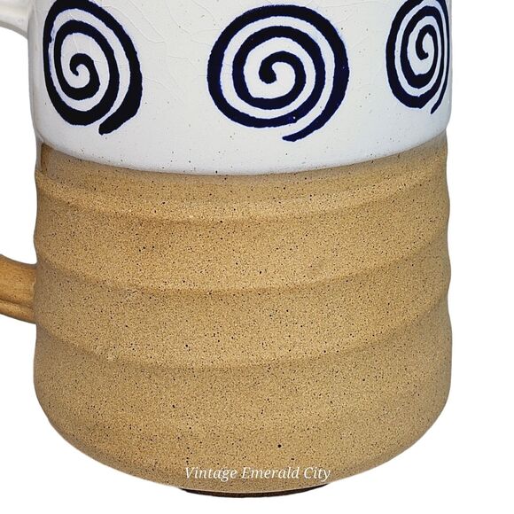 Vtg Japan Hand Turned Stoneware Vortex Coffee Mug 12oz Tea Cup Textured Infinity - Picture 6 of 14
